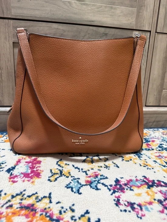 kate spade Brown Pebbled Leather Shoulder Bag - Picture 1 of 6
